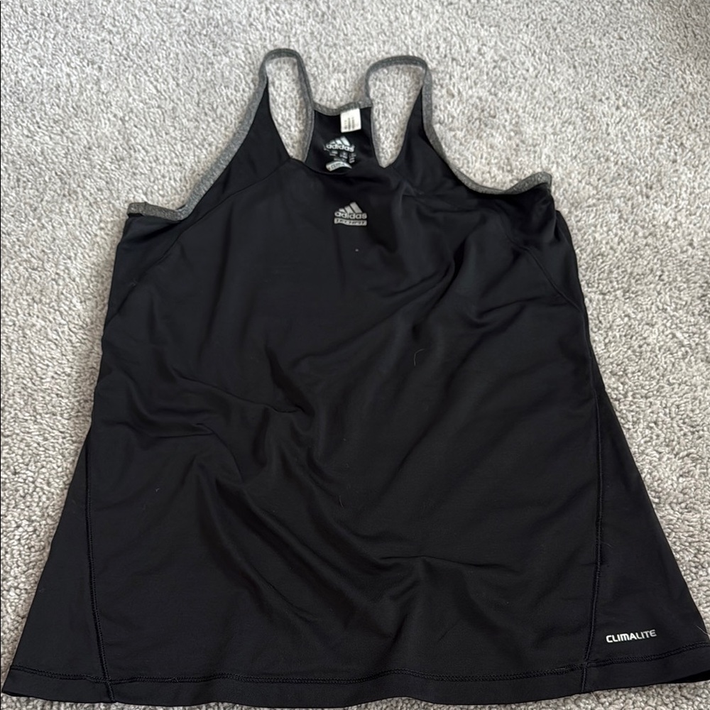 Adidas Black Racerback Tank Top Moisture-Wicking